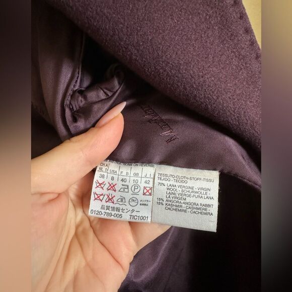 MaxMara‎ Wool Long Coat Size 38 in Purple - Picture 6 of 10